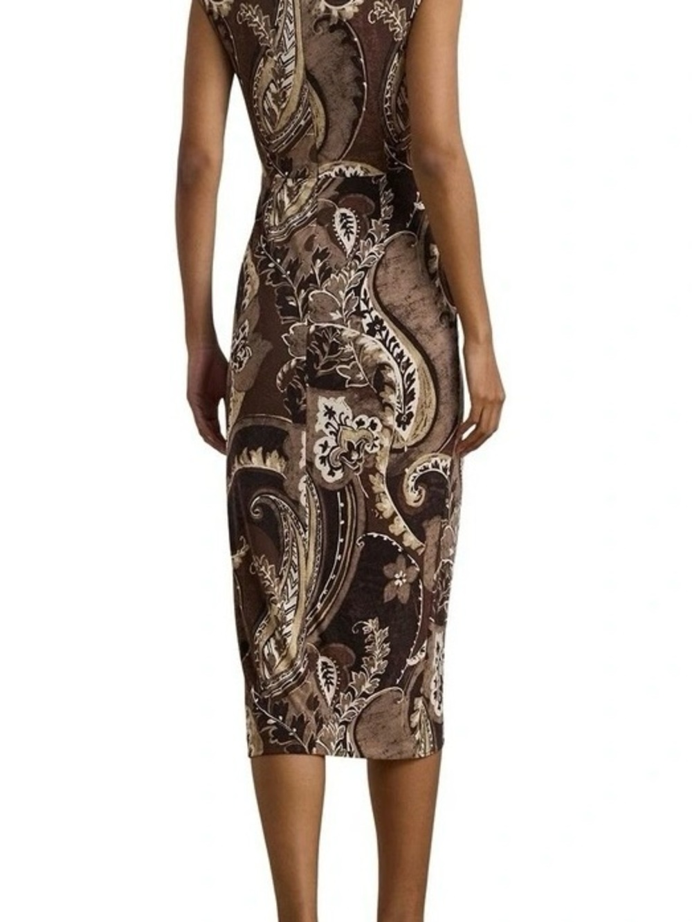 Ralph Lauren Brown Paisley Tie-Waist Midi Dress size 14 NWT - Picture 7 of 7